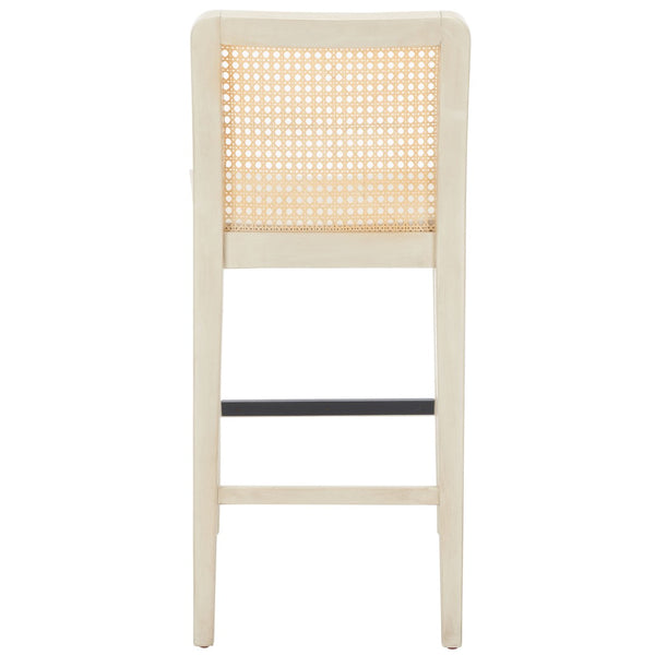 Safavieh BENICIO RATTAN COUNTER STOOL Set of Two for Stylish Coastal Kitchen & Bar Seating Comfort White / Natural BST1506B-SET2