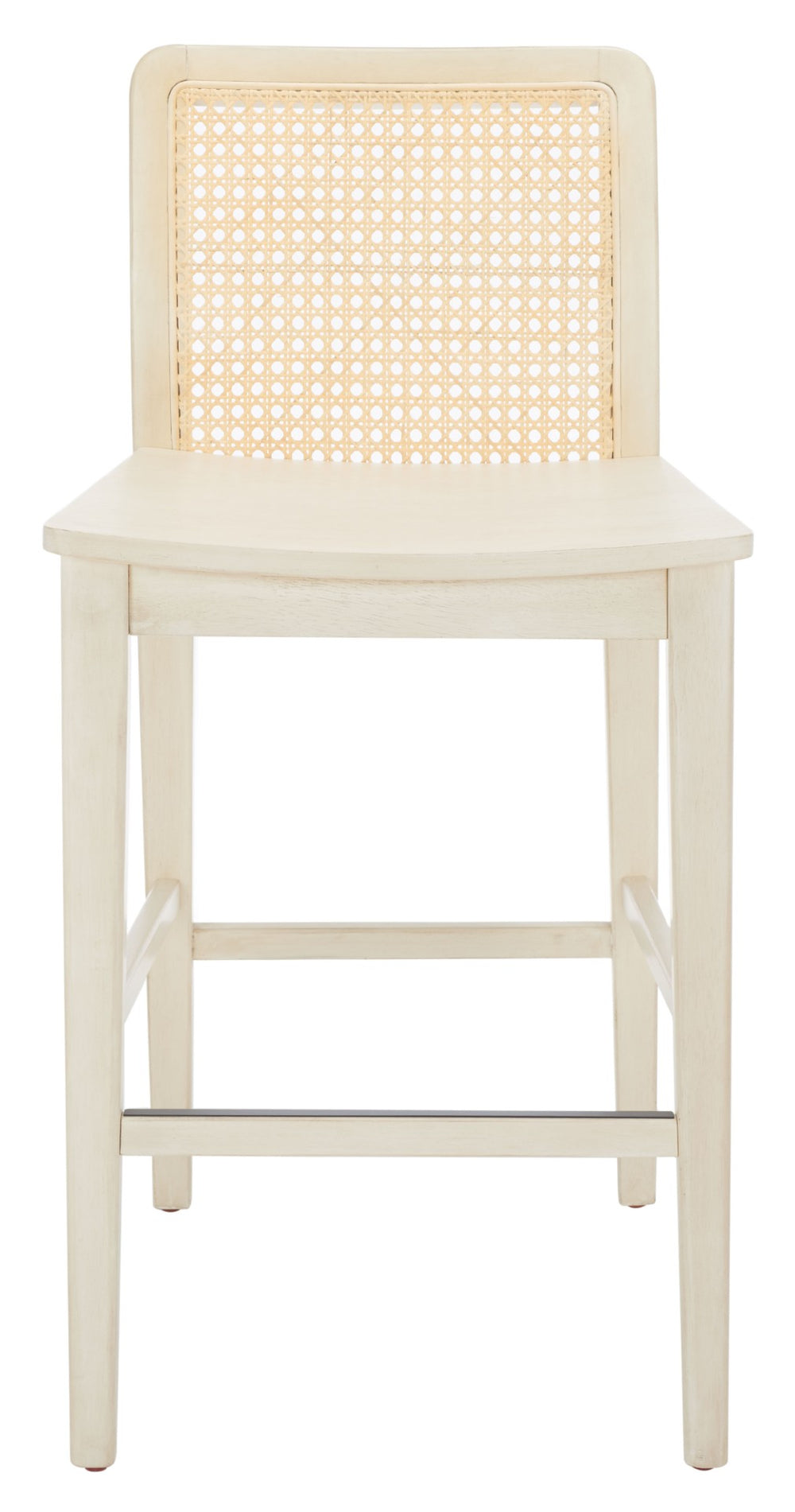 Safavieh BENICIO RATTAN COUNTER STOOL Set of Two for Stylish Coastal Kitchen & Bar Seating Comfort White / Natural BST1506B-SET2
