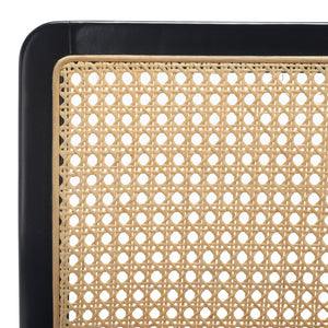 Safavieh BENICIO RATTAN COUNTER STOOL Set of Two for Stylish Coastal Kitchen & Bar Seating Comfort Black / Natural BST1506C-SET2