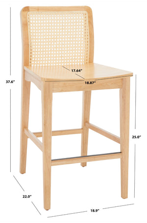 Safavieh BENICIO RATTAN COUNTER STOOL Set of Two for Stylish Coastal Kitchen & Bar Seating Comfort Natural BST1506D-SET2