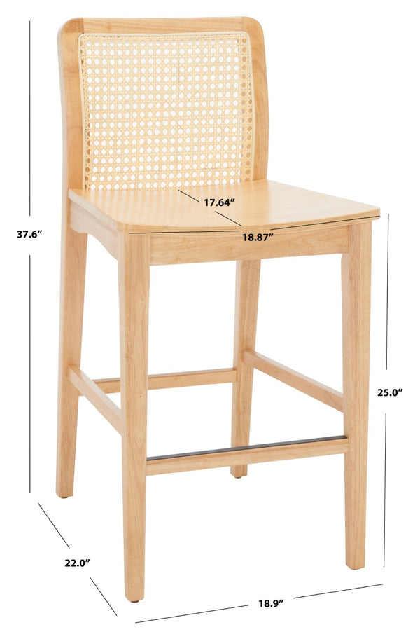 Safavieh BENICIO RATTAN COUNTER STOOL Set of Two for Stylish Coastal Kitchen & Bar Seating Comfort Natural BST1506D-SET2