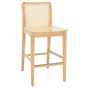 Safavieh BENICIO RATTAN COUNTER STOOL Set of Two for Stylish Coastal Kitchen & Bar Seating Comfort Natural BST1506D-SET2