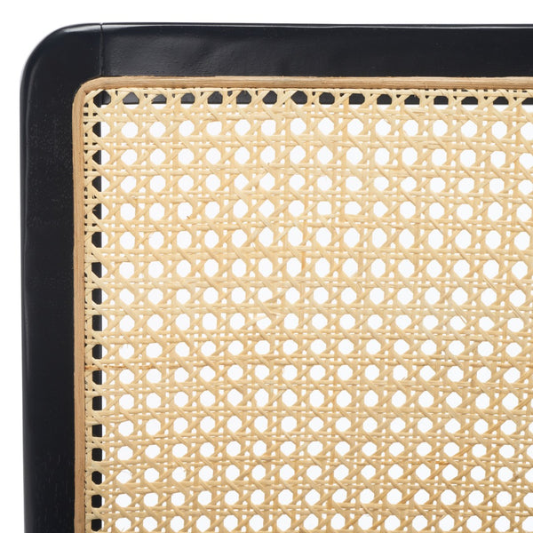 Safavieh BENICIO RATTAN BAR STOOL - Coastal Charm with Ergonomic Design for Stylish Kitchen or Bar Seating Black / Natural BST1507C-SET2