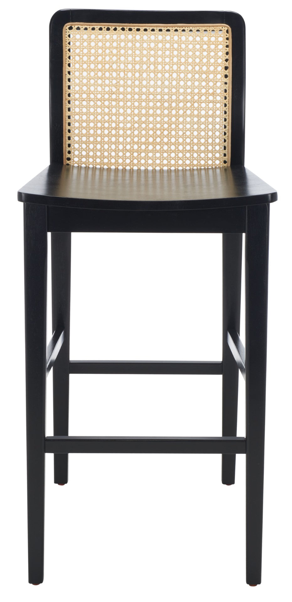 Safavieh BENICIO RATTAN BAR STOOL - Coastal Charm with Ergonomic Design for Stylish Kitchen or Bar Seating Black / Natural BST1507C-SET2