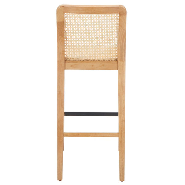 Safavieh BENICIO RATTAN BAR STOOL - Coastal Charm with Ergonomic Design for Stylish Kitchen or Bar Seating Natural BST1507D-SET2