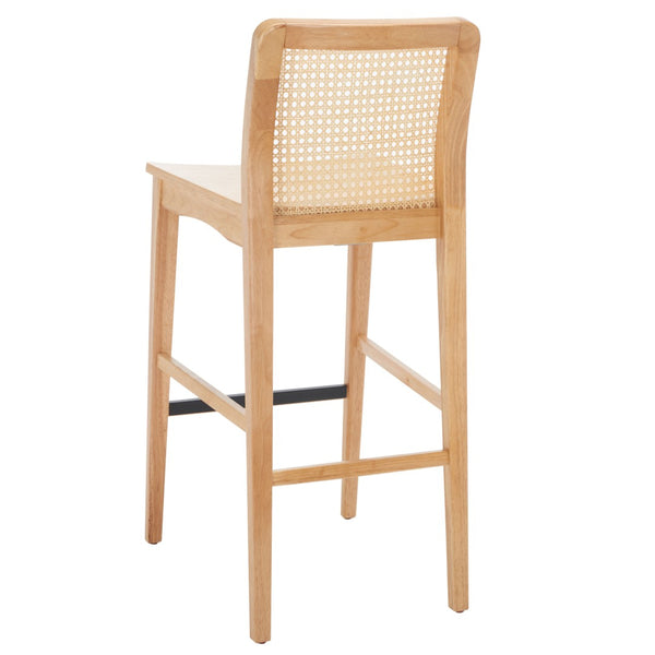 Safavieh BENICIO RATTAN BAR STOOL - Coastal Charm with Ergonomic Design for Stylish Kitchen or Bar Seating Natural BST1507D-SET2