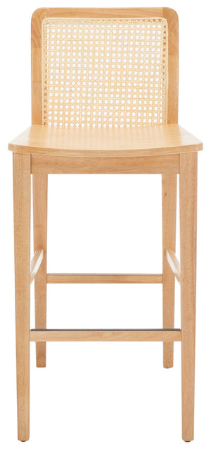 Safavieh BENICIO RATTAN BAR STOOL - Coastal Charm with Ergonomic Design for Stylish Kitchen or Bar Seating Natural BST1507D-SET2