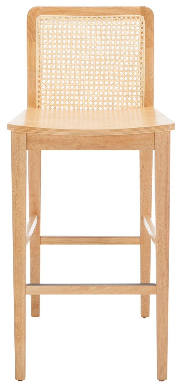 Safavieh BENICIO RATTAN BAR STOOL - Coastal Charm with Ergonomic Design for Stylish Kitchen or Bar Seating Natural BST1507D-SET2