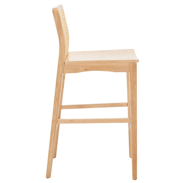 Safavieh BENICIO RATTAN BAR STOOL - Coastal Charm with Ergonomic Design for Stylish Kitchen or Bar Seating Natural BST1507D-SET2