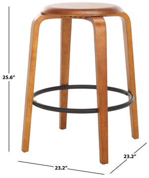 Safavieh LUELLA Counter Stool - Stylish Ergonomic Wooden Seat with Tapered Legs for Modern Spaces and Comfort Walnut / Black BST1508A-SET2