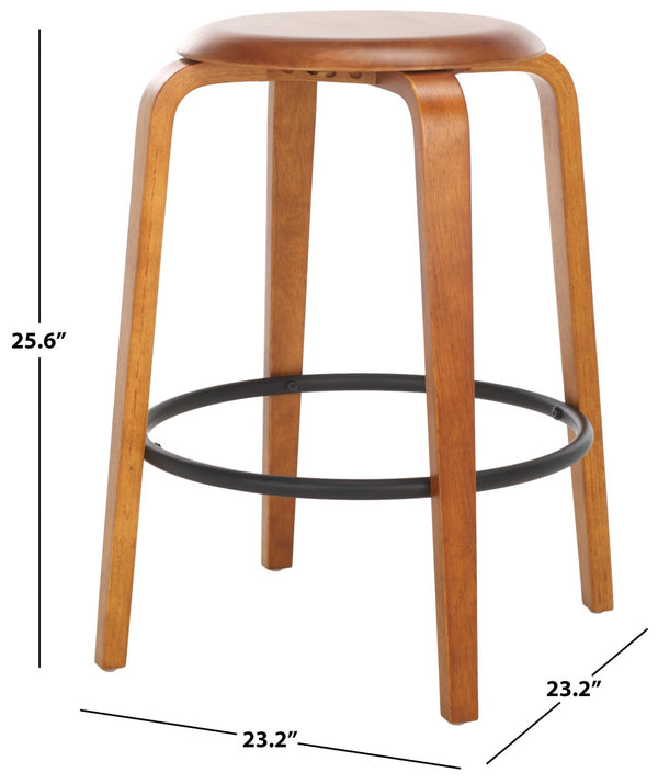Safavieh LUELLA Counter Stool - Stylish Ergonomic Wooden Seat with Tapered Legs for Modern Spaces and Comfort Walnut / Black BST1508A-SET2
