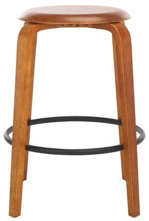 Safavieh LUELLA Counter Stool - Stylish Ergonomic Wooden Seat with Tapered Legs for Modern Spaces and Comfort Walnut / Black BST1508A-SET2