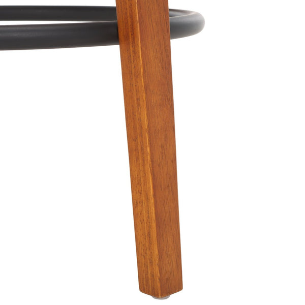Safavieh LUELLA Counter Stool - Stylish Ergonomic Wooden Seat with Tapered Legs for Modern Spaces and Comfort Walnut / Black BST1508A-SET2
