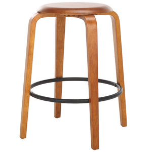 Safavieh LUELLA Counter Stool - Stylish Ergonomic Wooden Seat with Tapered Legs for Modern Spaces and Comfort Walnut / Black BST1508A-SET2