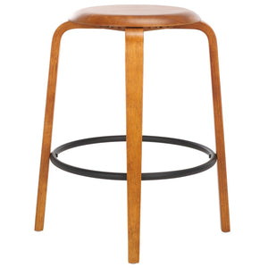 Safavieh LUELLA Counter Stool - Stylish Ergonomic Wooden Seat with Tapered Legs for Modern Spaces and Comfort Walnut / Black BST1508A-SET2