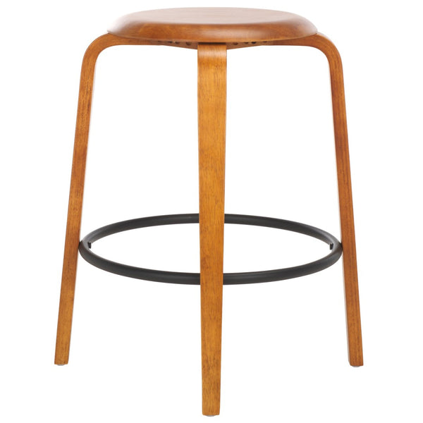 Safavieh LUELLA Counter Stool - Stylish Ergonomic Wooden Seat with Tapered Legs for Modern Spaces and Comfort Walnut / Black BST1508A-SET2