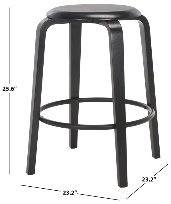Safavieh LUELLA Counter Stool - Stylish Ergonomic Wooden Seat with Tapered Legs for Modern Spaces and Comfort Black / Black BST1508B-SET2