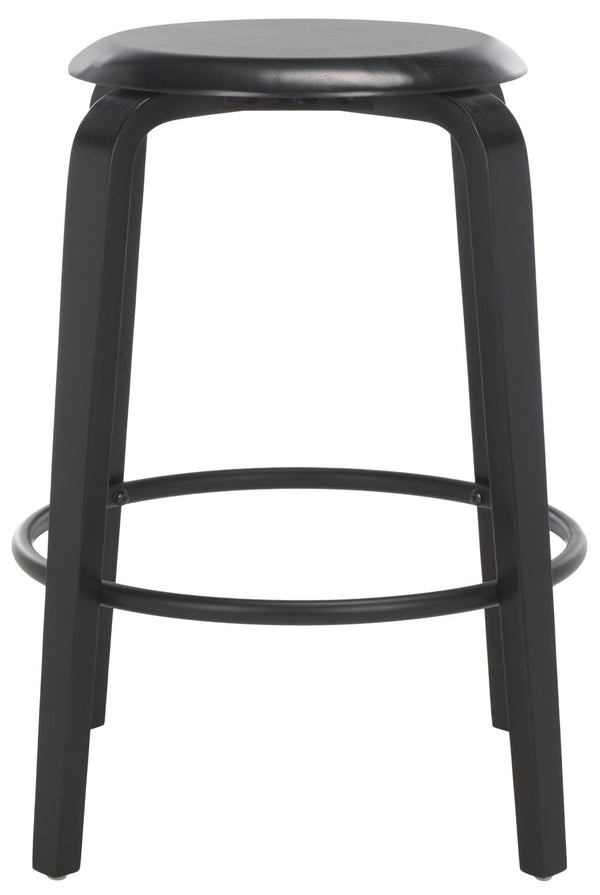 Safavieh LUELLA Counter Stool - Stylish Ergonomic Wooden Seat with Tapered Legs for Modern Spaces and Comfort Black / Black BST1508B-SET2