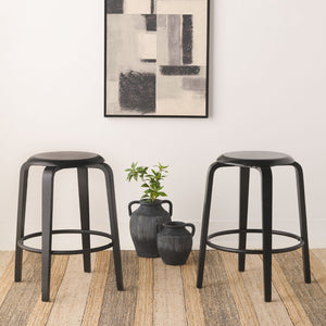 Safavieh LUELLA Counter Stool - Stylish Ergonomic Wooden Seat with Tapered Legs for Modern Spaces and Comfort Black / Black BST1508B-SET2