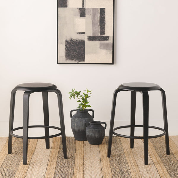 Safavieh LUELLA Counter Stool - Stylish Ergonomic Wooden Seat with Tapered Legs for Modern Spaces and Comfort Black / Black BST1508B-SET2