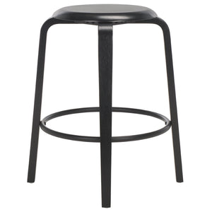 Safavieh LUELLA Counter Stool - Stylish Ergonomic Wooden Seat with Tapered Legs for Modern Spaces and Comfort Black / Black BST1508B-SET2
