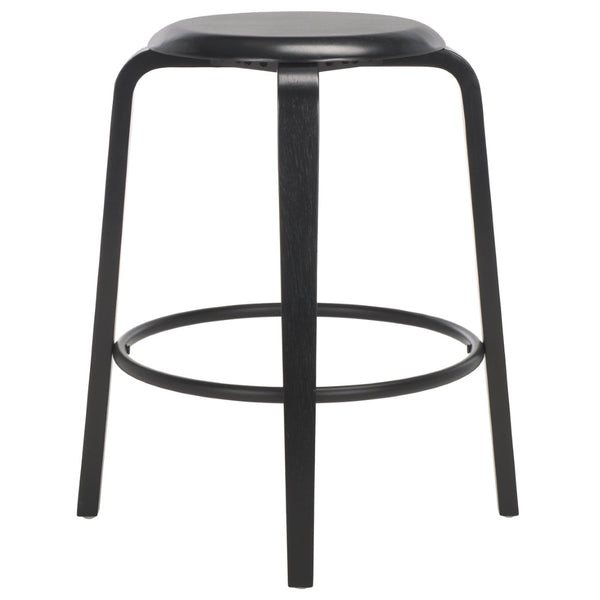 Safavieh LUELLA Counter Stool - Stylish Ergonomic Wooden Seat with Tapered Legs for Modern Spaces and Comfort Black / Black BST1508B-SET2