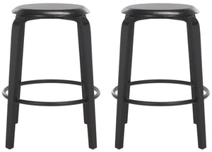 Safavieh LUELLA Counter Stool - Stylish Ergonomic Wooden Seat with Tapered Legs for Modern Spaces and Comfort Black / Black BST1508B-SET2