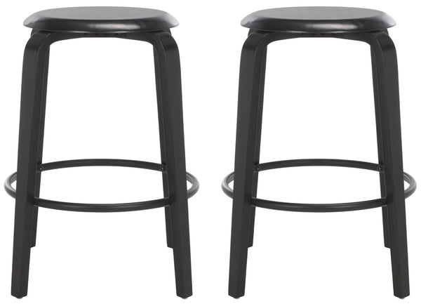 Safavieh LUELLA Counter Stool - Stylish Ergonomic Wooden Seat with Tapered Legs for Modern Spaces and Comfort Black / Black BST1508B-SET2