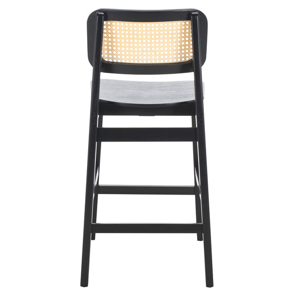 Safavieh Luz Cane Counter Stool - Elegant Natural Rattan Seat With Modern Black Legs For Chic Home Decor Black ,Natural Wood ,Rattan Bst1509a