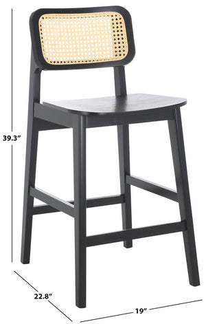 Safavieh Luz Cane Counter Stool - Elegant Natural Rattan Seat With Modern Black Legs For Chic Home Decor Black ,Natural Wood ,Rattan Bst1509a