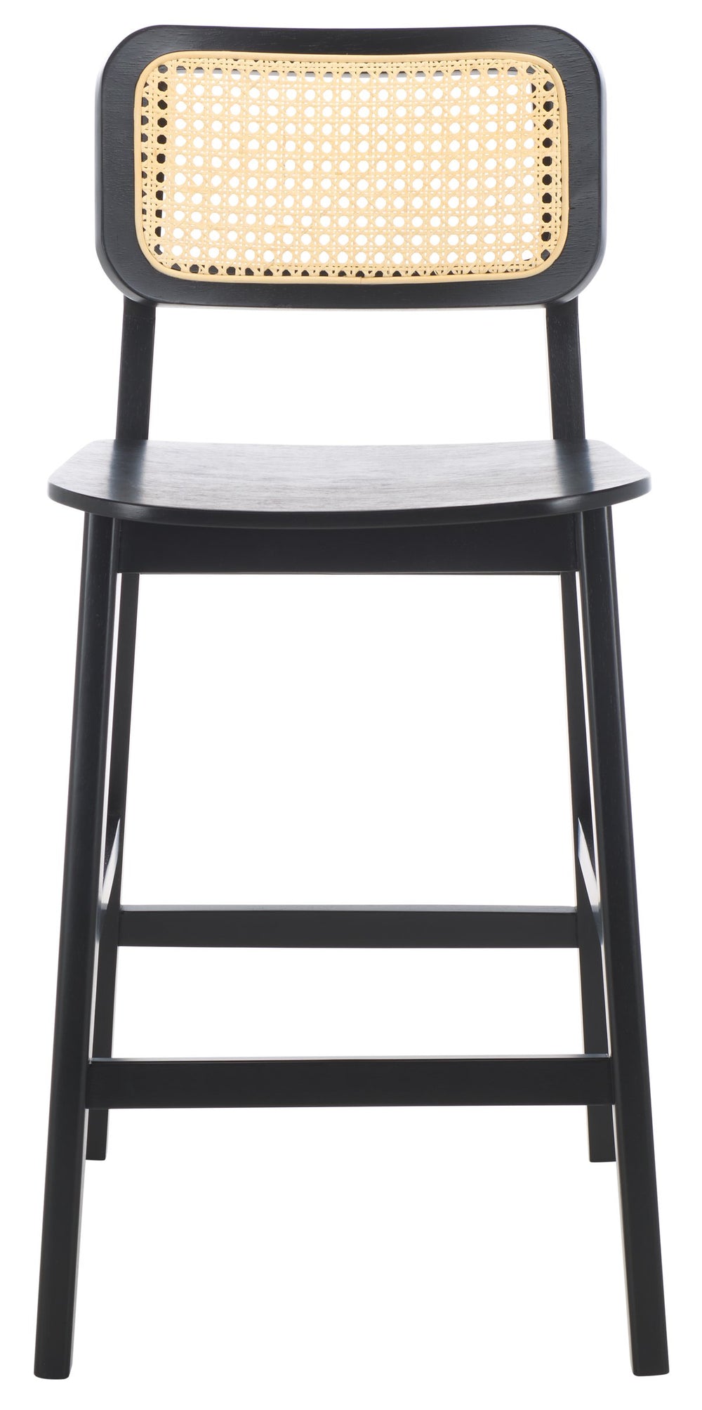 Safavieh Luz Cane Counter Stool - Elegant Natural Rattan Seat With Modern Black Legs For Chic Home Decor Black ,Natural Wood ,Rattan Bst1509a