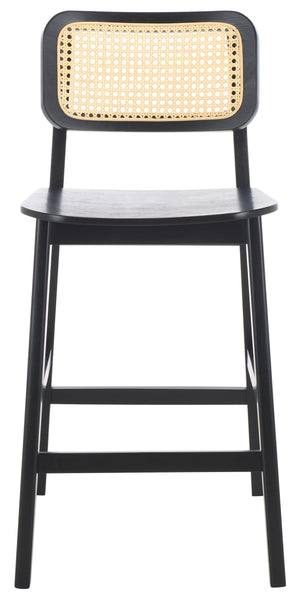 Safavieh Luz Cane Counter Stool - Elegant Natural Rattan Seat With Modern Black Legs For Chic Home Decor Black ,Natural Wood ,Rattan Bst1509a