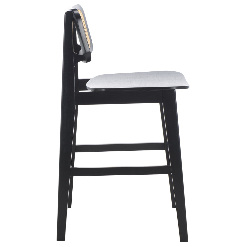 Safavieh Luz Cane Counter Stool - Elegant Natural Rattan Seat With Modern Black Legs For Chic Home Decor Black ,Natural Wood ,Rattan Bst1509a