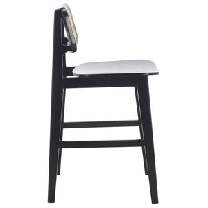 Safavieh Luz Cane Counter Stool - Elegant Natural Rattan Seat With Modern Black Legs For Chic Home Decor Black ,Natural Wood ,Rattan Bst1509a