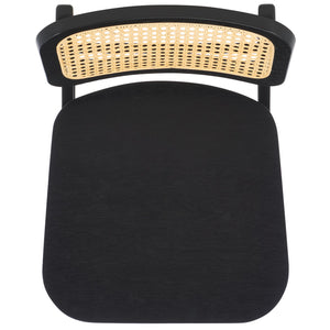 Safavieh Luz Cane Counter Stool - Elegant Natural Rattan Seat With Modern Black Legs For Chic Home Decor Black ,Natural Wood ,Rattan Bst1509a