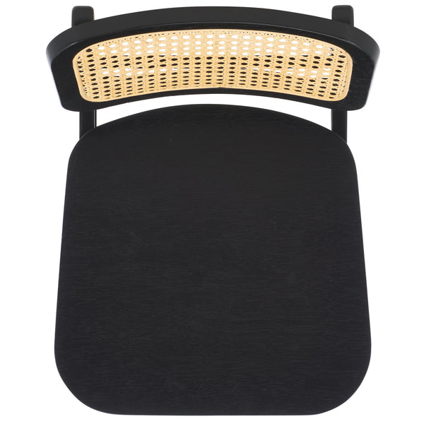 Safavieh Luz Cane Counter Stool - Elegant Natural Rattan Seat With Modern Black Legs For Chic Home Decor Black ,Natural Wood ,Rattan Bst1509a