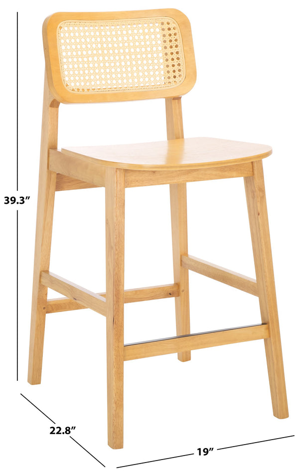 Safavieh Luz Cane Counter Stool - Elegant Natural Rattan Seat With Modern Black Legs For Chic Home Decor Natural ,Natural Wood ,Rattan Bst1509b