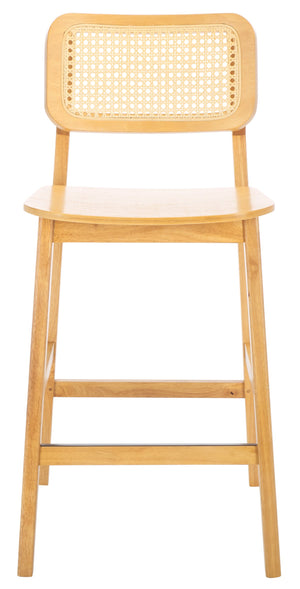 Safavieh Luz Cane Counter Stool - Elegant Natural Rattan Seat With Modern Black Legs For Chic Home Decor Natural ,Natural Wood ,Rattan Bst1509b