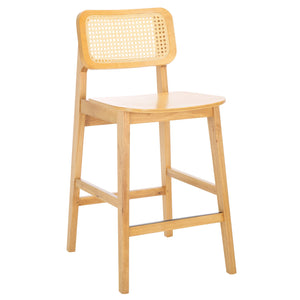 Safavieh Luz Cane Counter Stool - Elegant Natural Rattan Seat With Modern Black Legs For Chic Home Decor Natural ,Natural Wood ,Rattan Bst1509b