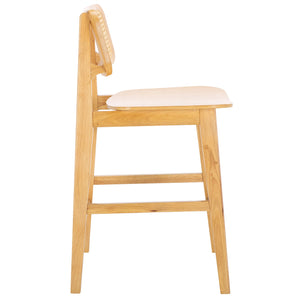 Safavieh Luz Cane Counter Stool - Elegant Natural Rattan Seat With Modern Black Legs For Chic Home Decor Natural ,Natural Wood ,Rattan Bst1509b