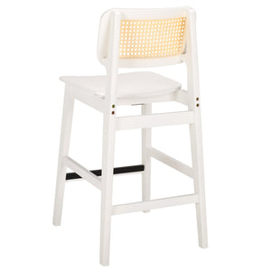 Safavieh Luz Cane Counter Stool - Elegant Natural Rattan Seat With Modern Black Legs For Chic Home Decor White ,Natural Wood ,Rattan Bst1509c