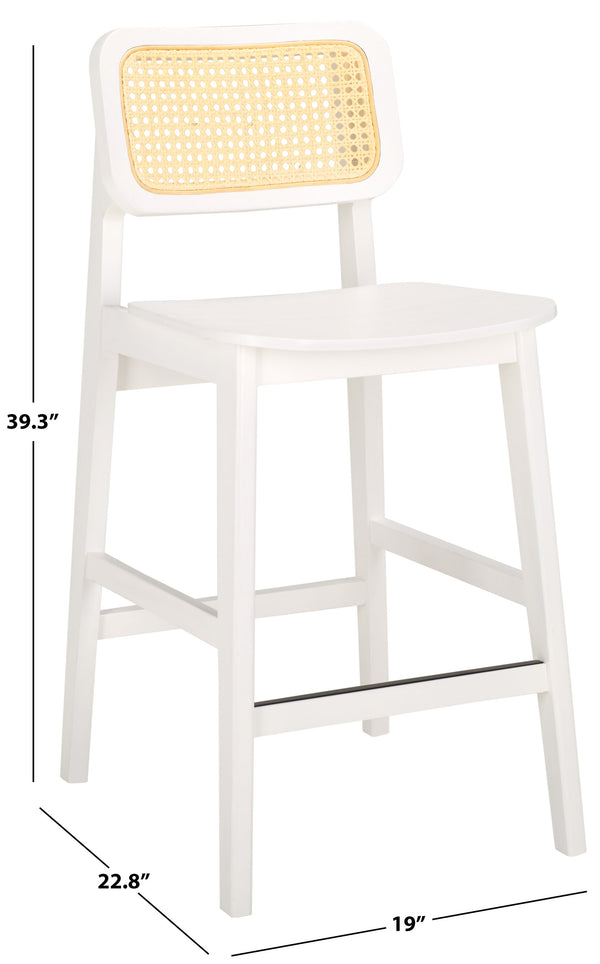 Safavieh Luz Cane Counter Stool - Elegant Natural Rattan Seat With Modern Black Legs For Chic Home Decor White ,Natural Wood ,Rattan Bst1509c