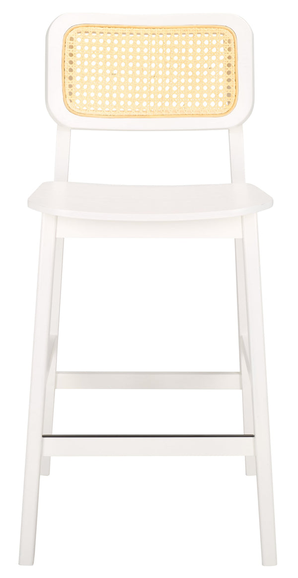 Safavieh Luz Cane Counter Stool - Elegant Natural Rattan Seat With Modern Black Legs For Chic Home Decor White ,Natural Wood ,Rattan Bst1509c