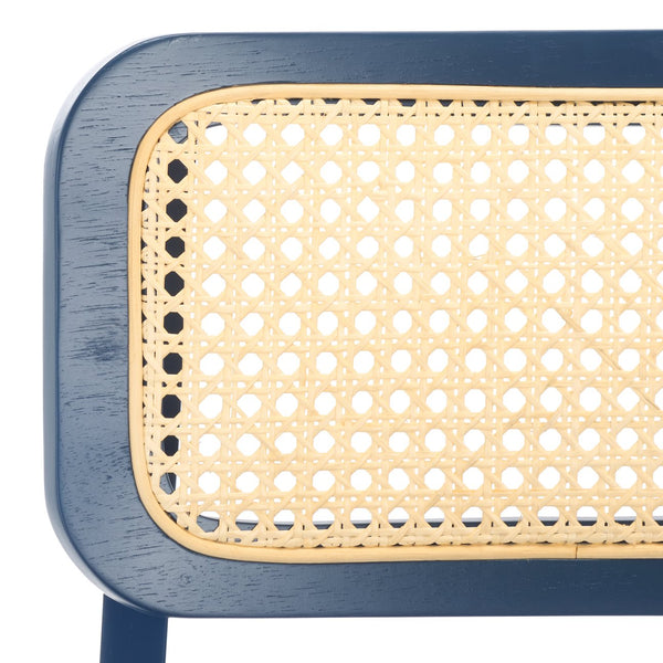 Safavieh Luz Cane Counter Stool - Elegant Natural Rattan Seat With Modern Black Legs For Chic Home Decor Navy ,Natural Wood ,Rattan Bst1509d