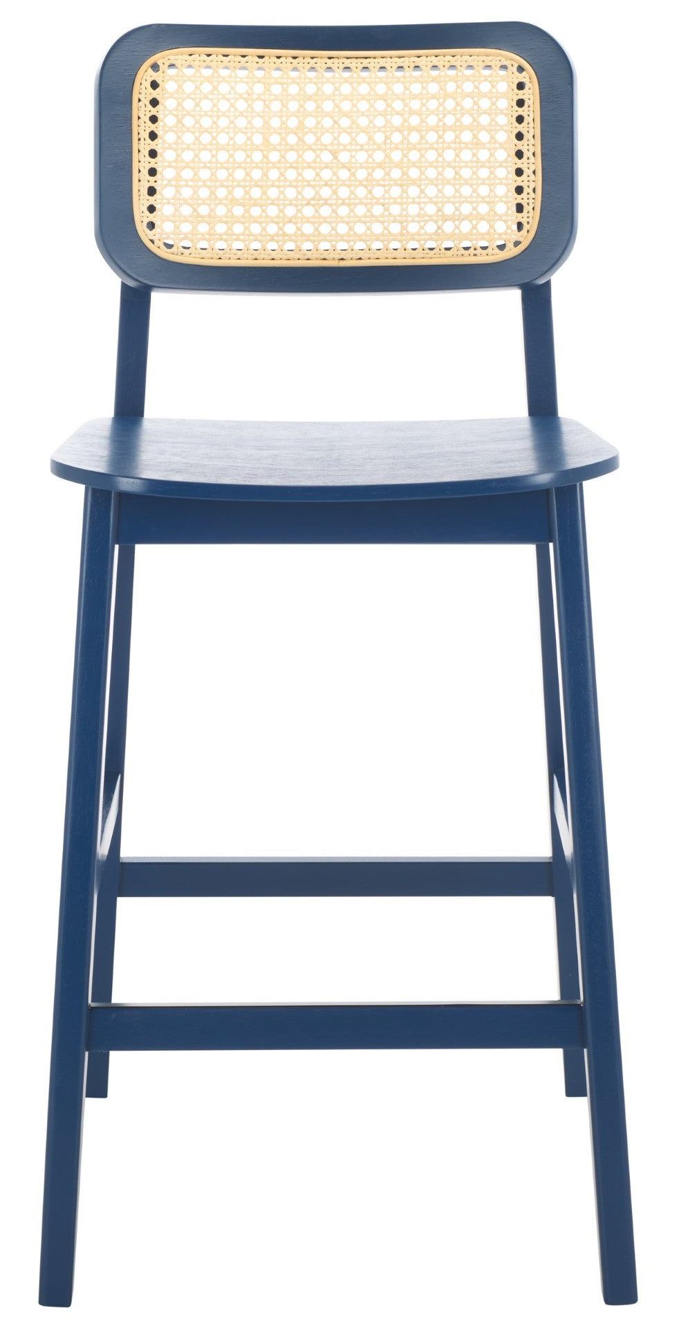 Safavieh Luz Cane Counter Stool - Elegant Hand-Woven Rattan Design With Sturdy Frame For Modern Spaces Navy / Natural Rattan BST1509D