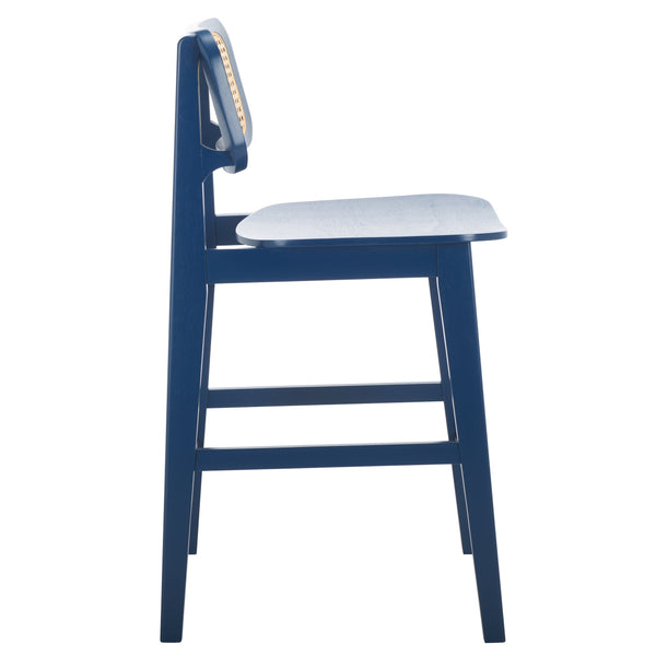 Safavieh Luz Cane Counter Stool - Elegant Natural Rattan Seat With Modern Black Legs For Chic Home Decor Navy ,Natural Wood ,Rattan Bst1509d