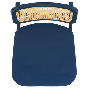 Safavieh Luz Cane Counter Stool - Elegant Natural Rattan Seat With Modern Black Legs For Chic Home Decor Navy ,Natural Wood ,Rattan Bst1509d