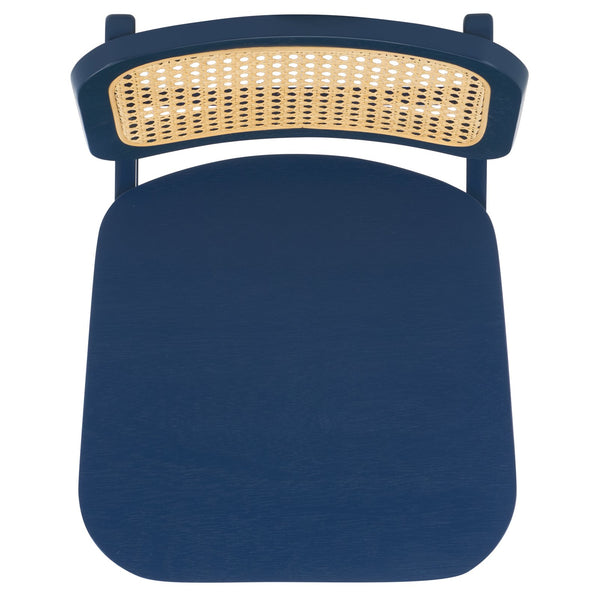 Safavieh Luz Cane Counter Stool - Elegant Natural Rattan Seat With Modern Black Legs For Chic Home Decor Navy ,Natural Wood ,Rattan Bst1509d