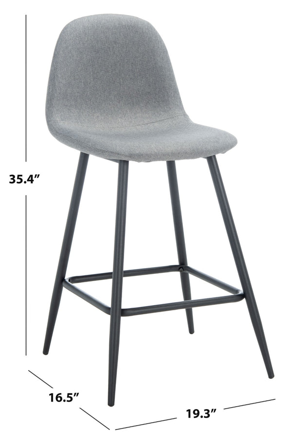 Safavieh Travis Counter Stool - Mid-Century Modern Design With Plush Dark Grey Upholstery For Stylish Comfort BST2001A