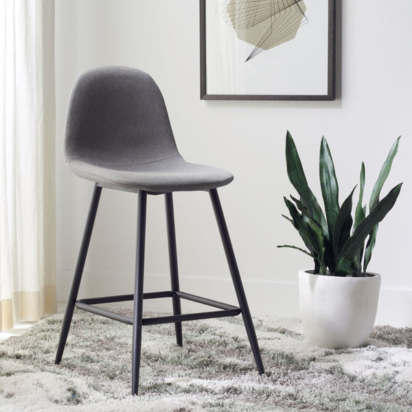 Safavieh Travis Counter Stool - Mid-Century Modern Design With Plush Dark Grey Upholstery For Stylish Comfort BST2001A